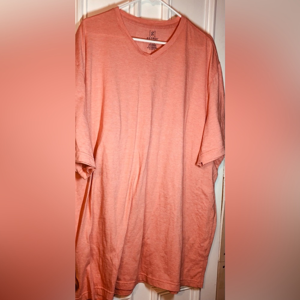 George Men's Short Sleeve V-Neck Tee in Peach color